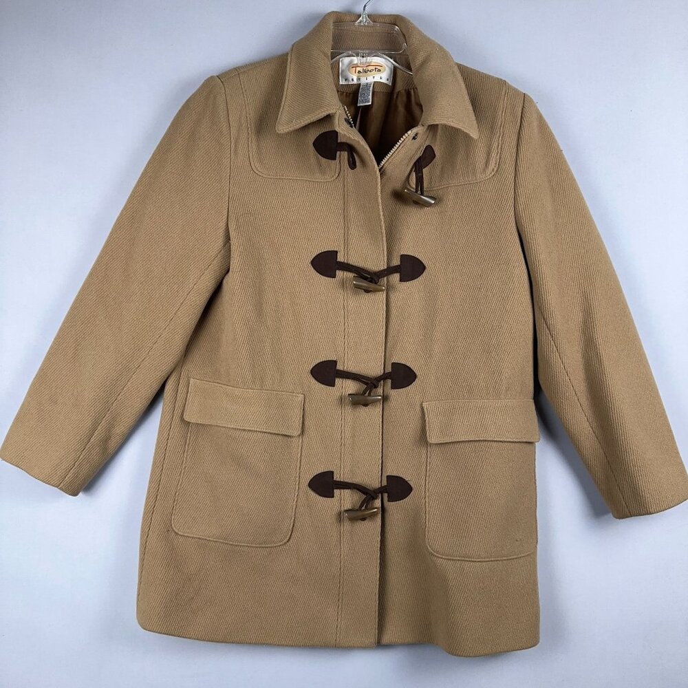 Talbots Duffle Coat Womens Size 10 Petites Front Pockets Camel Brown
